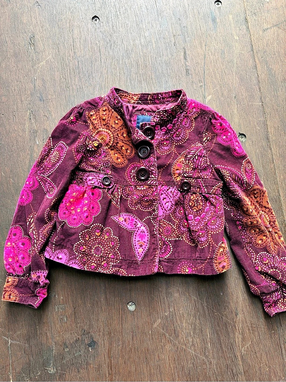Gap Kids Paisley Button-Front Jacket in Purple & Pink (506)